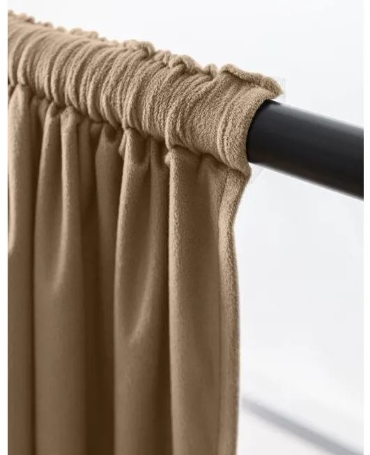 Draperie opaca maro deschis VELVET 140x250 cm Agatat: Inele metalice