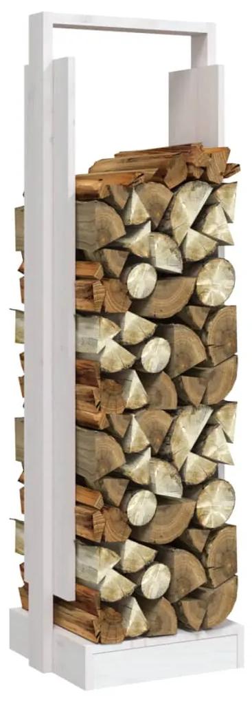 Suport pentru busteni, alb, 33,5x30x110 cm, lemn masiv pin Alb