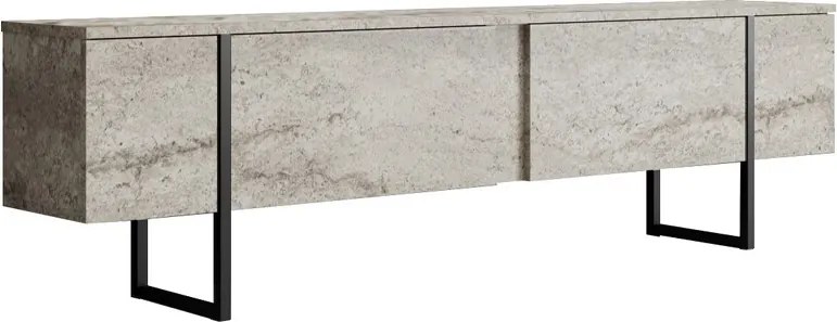 Comoda TV, Hanah Home, Luxe, 180x30x50 cm, Travertin / Negru