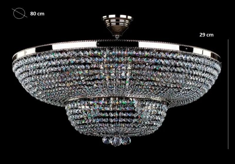 Plafonier cristal Bohemia diam. 80cm GERTA DIA 800 NICKEL CE