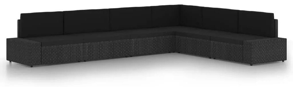 vidaXL Set mobilier de grădină, 6 piese, negru, poliratan
