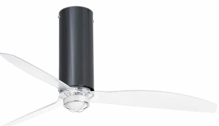 Lustra cu Ventilator si telecomanda TUBE FAN M LED negru/transparent