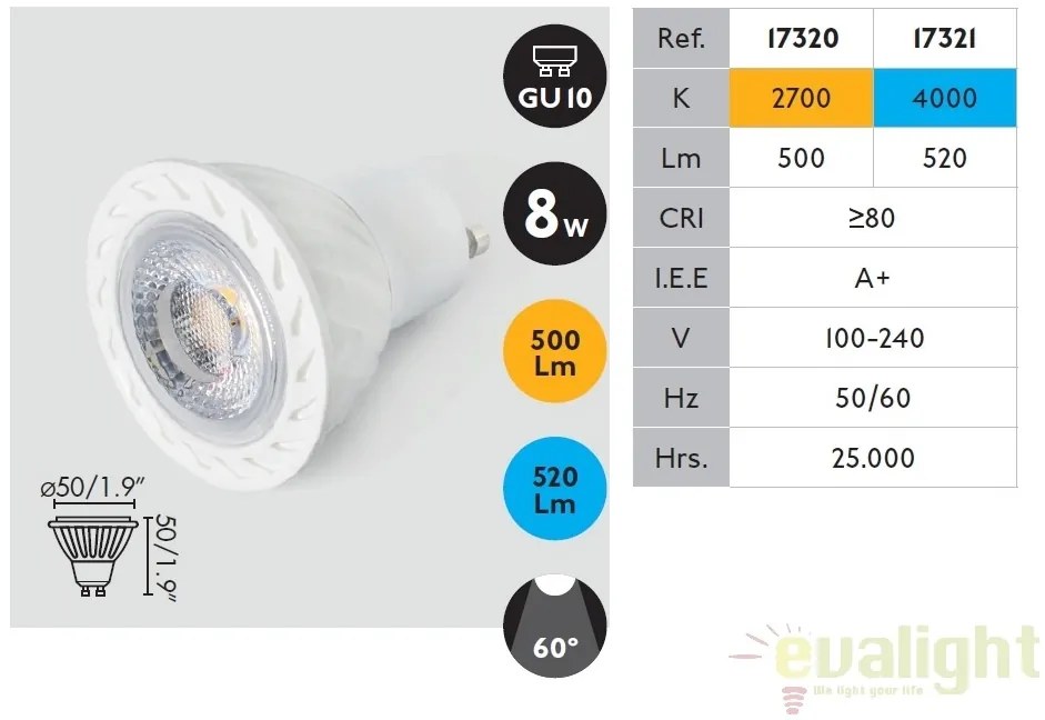 BEC LED GU10 8W 4000K 17321