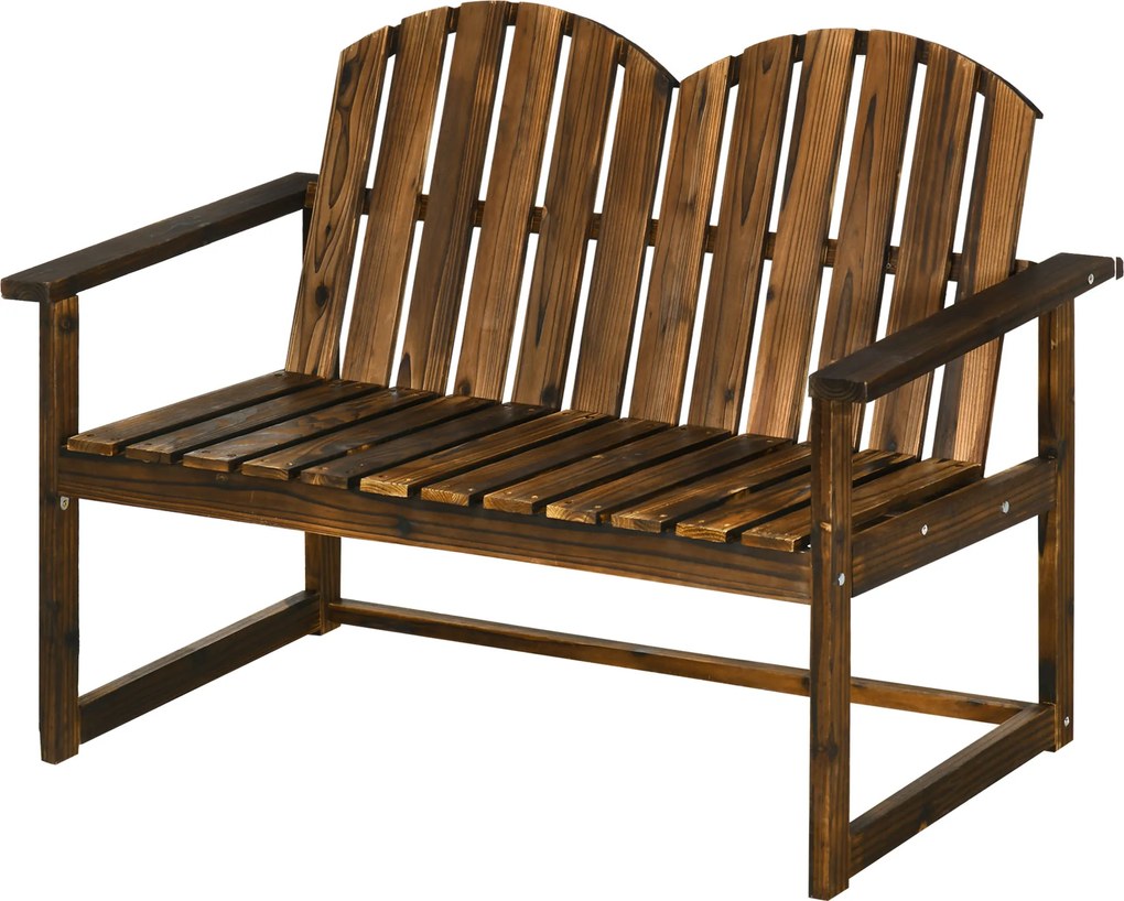 Outsunny Bancă de grădină pentru 2 persoane, design rustic, lemn de pin, 114x63x86 cm | Aosom Romania
