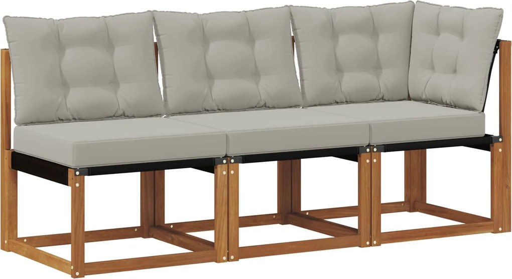 vidaXL Canapea de exterior din mijloc și colț 3 Bucată natural