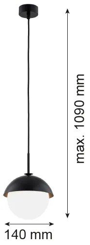 Lustră pe cablu CAPPELLO 1xE27/15W/230V negru Argon 8295