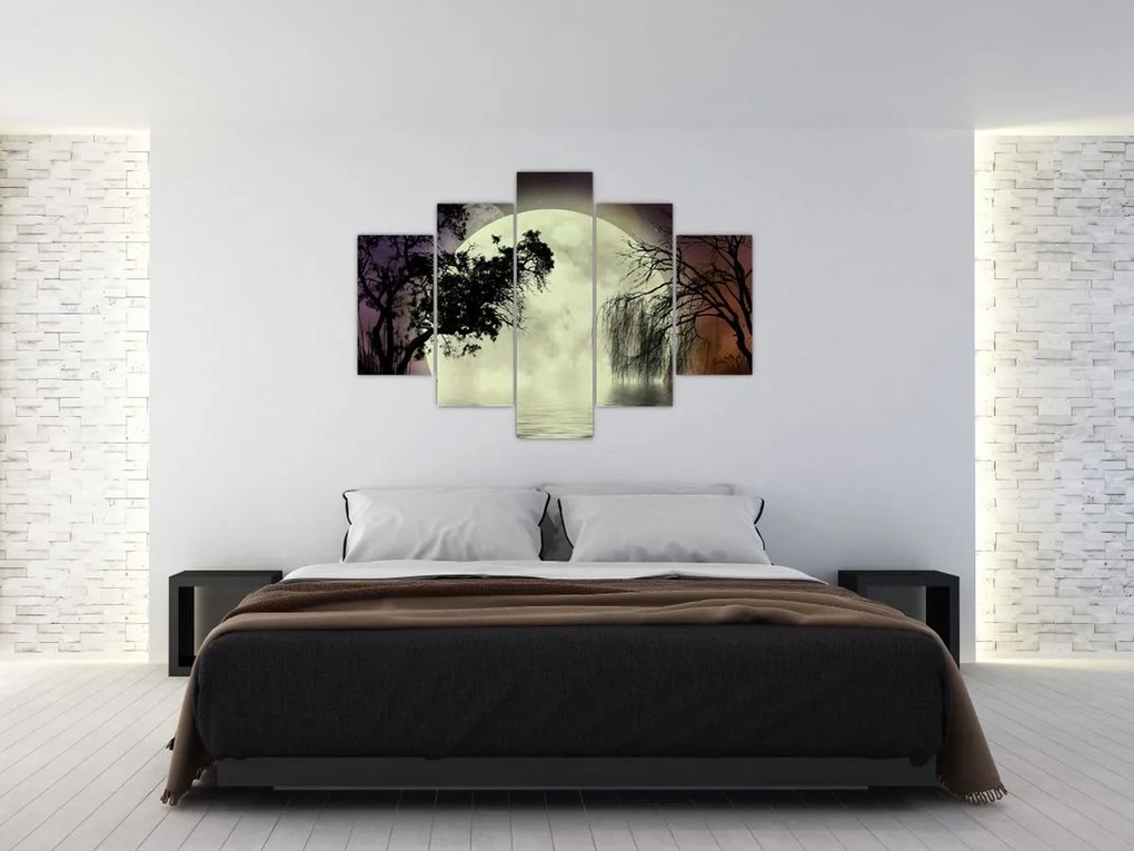 Tablou - Lună plină deasupra apei (150x105 cm)