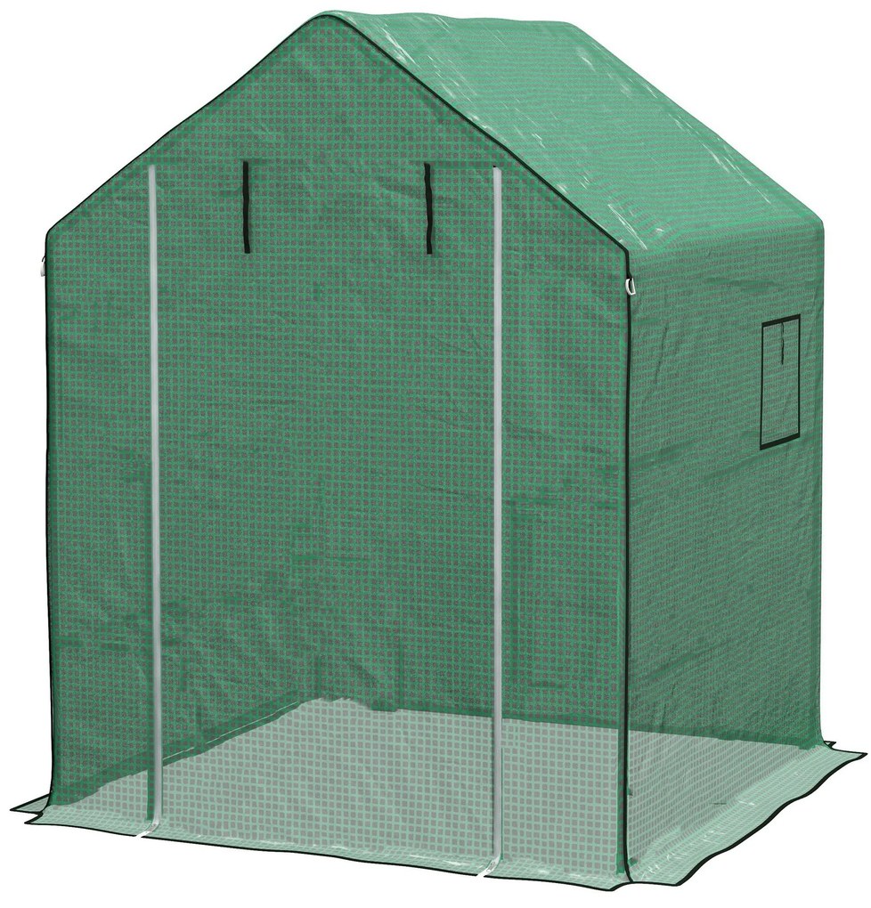 Outsunny Husa de Rezerva PE pentru Sera Calda 140x143x190cm cu Usa Rulabila Ferestre Plasa Verde | Aosom Romania