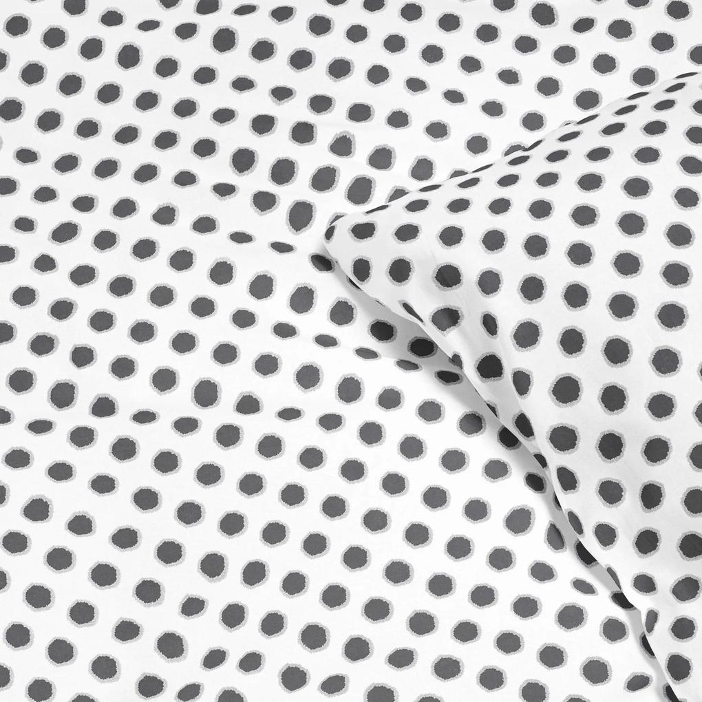 Goldea lenjerie de pat 100% bumbac - buline gri pe alb 140 x 200 și 50 x 70 cm