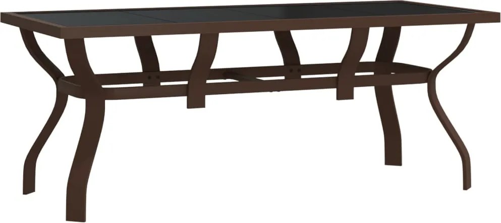 vidaXL Masă de grădină, maro și negru, 180x80x70 cm, oțel și sticlă