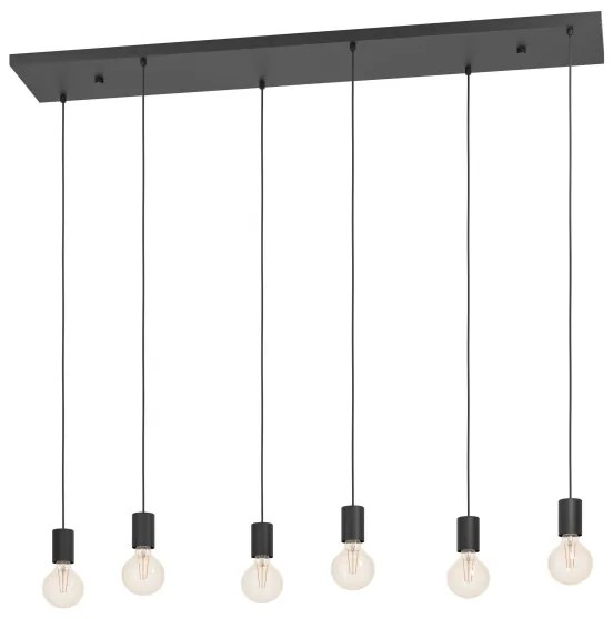 Lustră pe cablu Eglo 390268 HUEBRO 6xE27/40W/230V negru