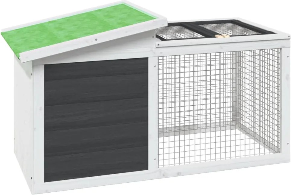vidaXL Cușcă pentru iepuri gri 100,5x54x55 cm lemn masiv de pin