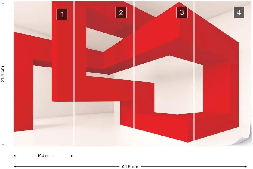 Fototapet GLIX - 3D Red Structure  + adeziv GRATUIT Tapet nețesute - 416x254 cm