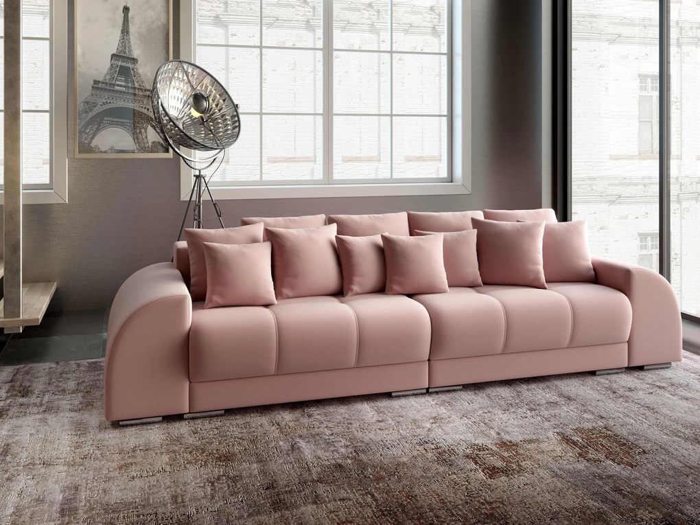 Canapea extensibilă dumonde cu 2 lăzi de depozitare si sezut confortabil din spuma high-density, Verona Royal Pink 310x100 cm