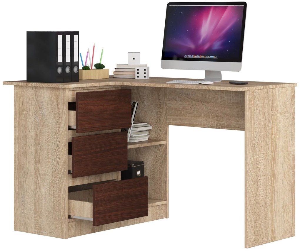 Masă PC de colț Bodhi  (Stejar sonoma + wenge) (S). 1069604