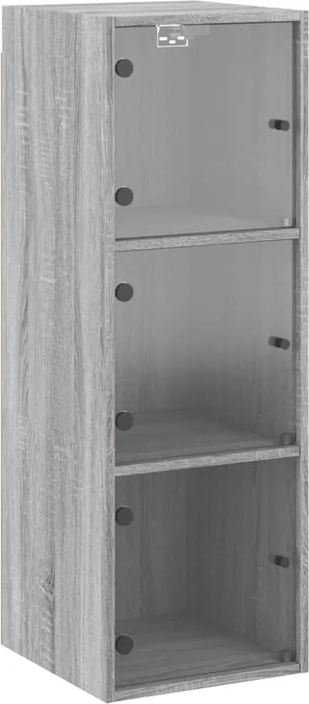 vidaXL Dulap de perete cu uși din sticlă, gri sonoma, 35x37x100 cm