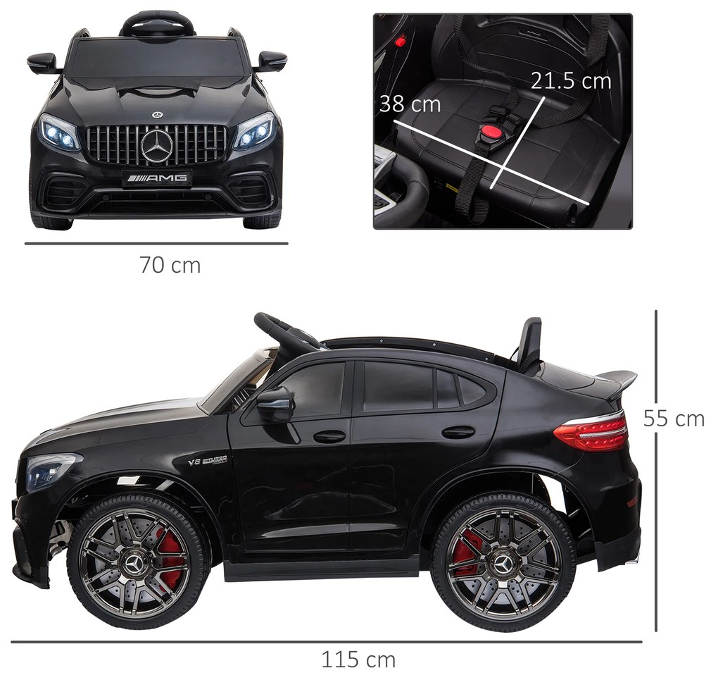 HOMCOM Masina Electrica pentru Copii Mercedes, Negru | Aosom Romania