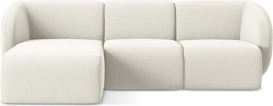 Colțar bej cu tapițerie din catifea (cu colț pe partea stângă/cu șezlong) Lani – Makamii