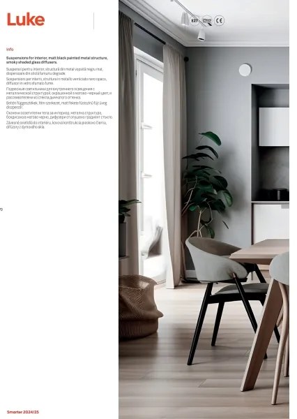 Lustră pe cablu Redo 01-3212 LUKE 6xE27/42W/230V negru