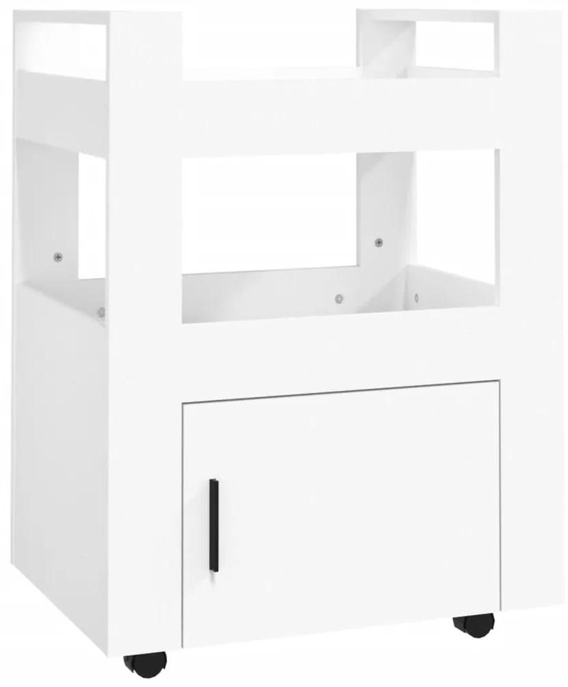 Carucior de birou, alb, 60x45x80 cm, lemn prelucrat Alb