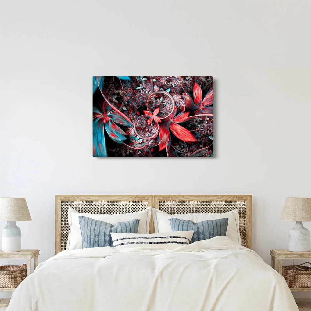 Tablou abstract cu flori exotice (90x60 cm)