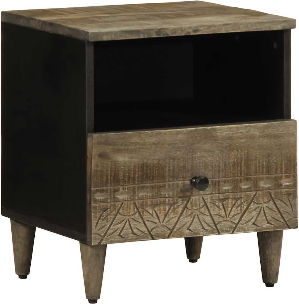 vidaXL Noptiera gri deschis 40x33x46 cm lemn masiv de mango