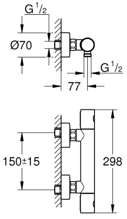 GROHE 34773000 - Baterie de duș termostatică PRECISION GET DN 15, crom lucios