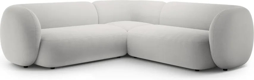 Colțar gri deschis cu tapițerie din catifea Kate – Micadoni