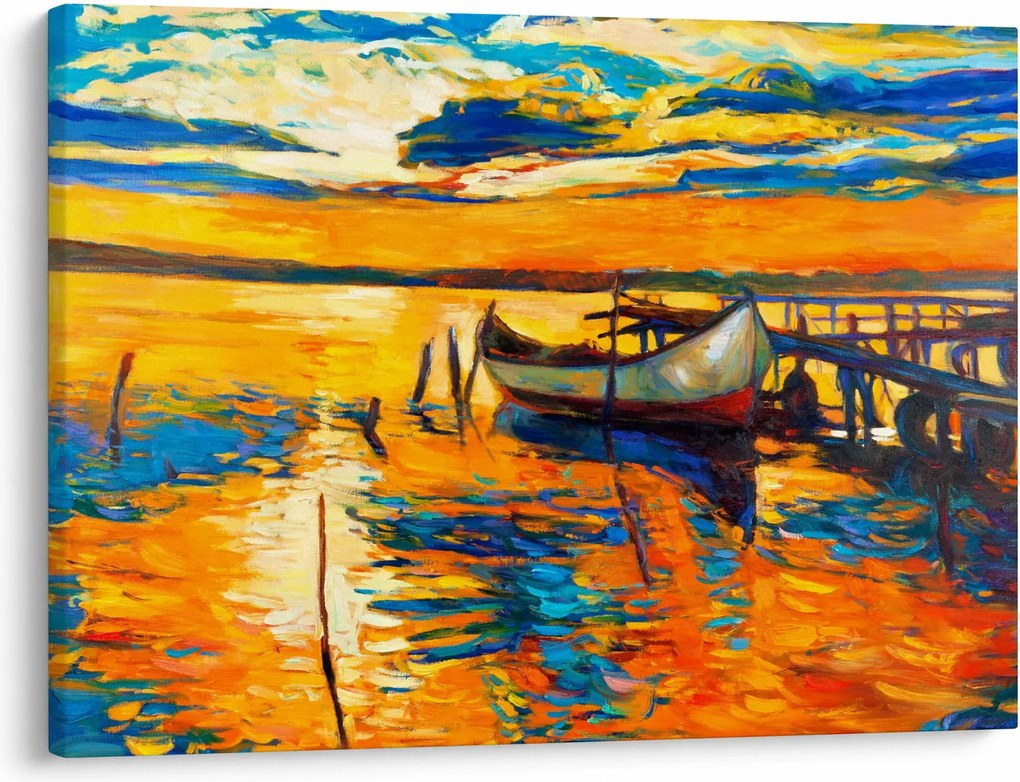 Tablou - Barca la apus de soare (70x50 cm)
