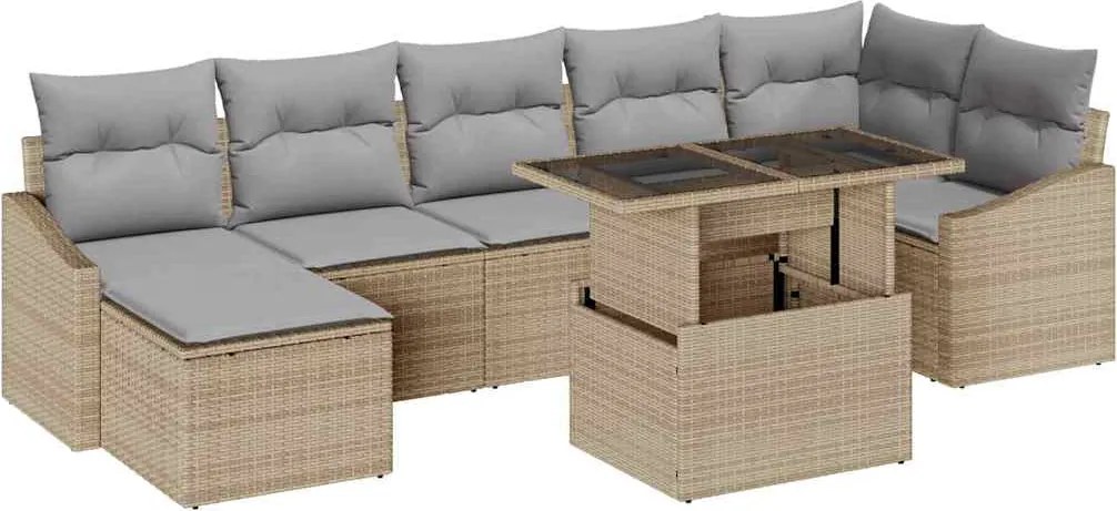 vidaXL Set de canapele pentru grădină 8 pcs Beige și gri deschis