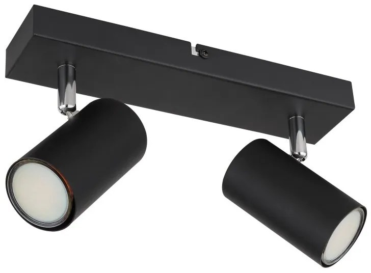 Aplica de perete / tavan cu 2 spoturi directionabile design modern ROBBY negru mat