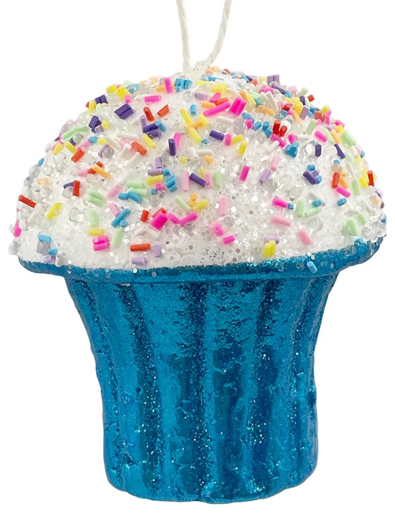 Ornament Craciun Briosa MUFFIN, Turcoaz, 10cm