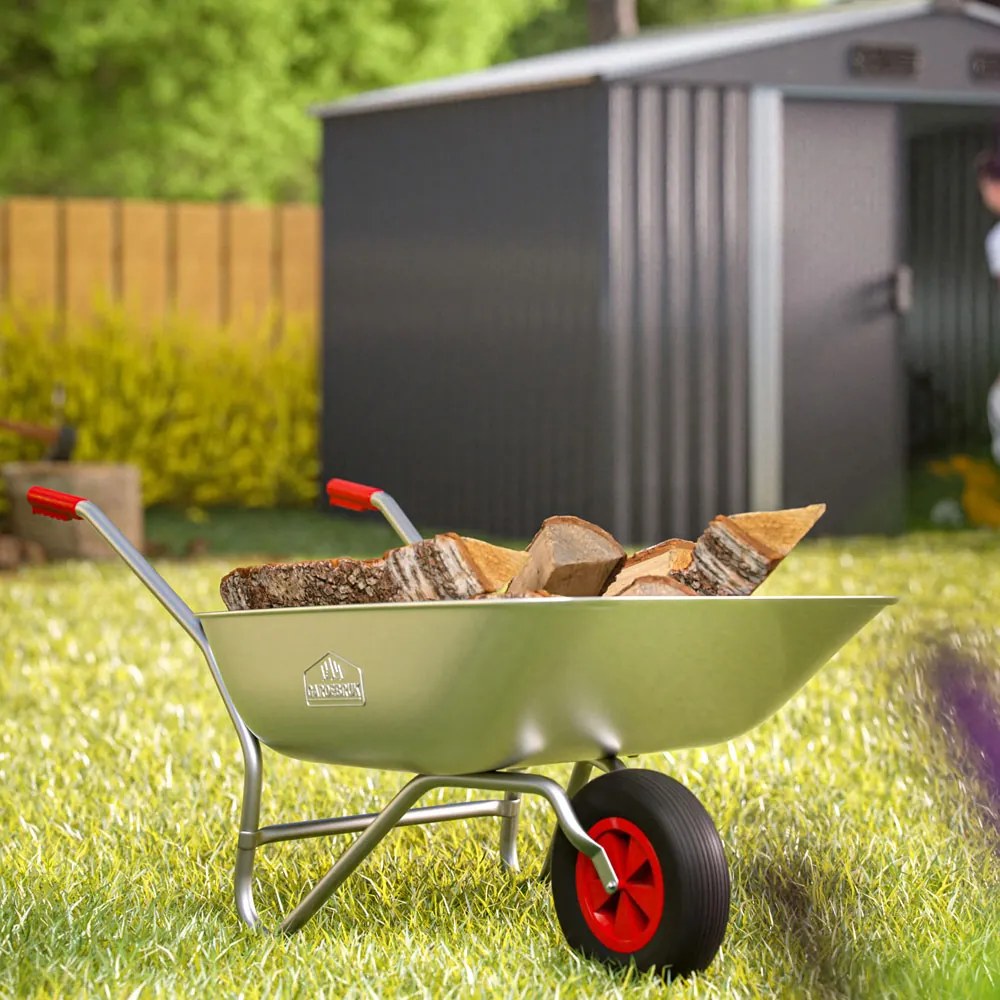 Roabă LARRY zincată, capacitate max. 80l/100kg, argintiu/negru Gardebruk