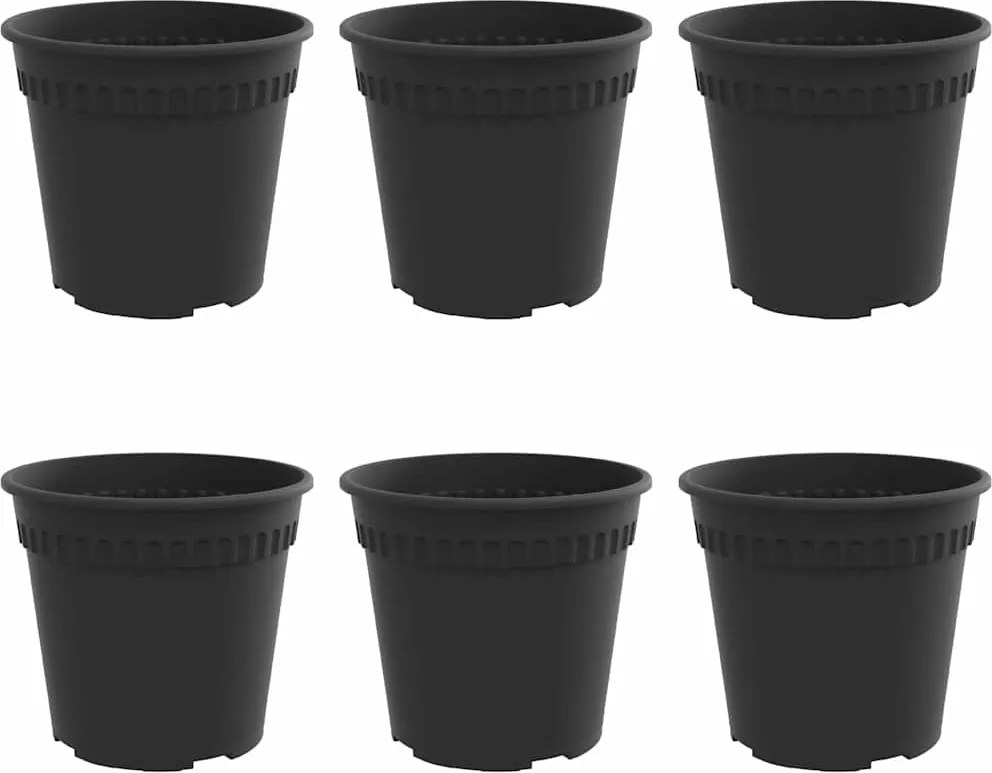 vidaXL Ghiveci rotund pentru flori 6 pcs Negru Ø 17 x 14 cm Plastic