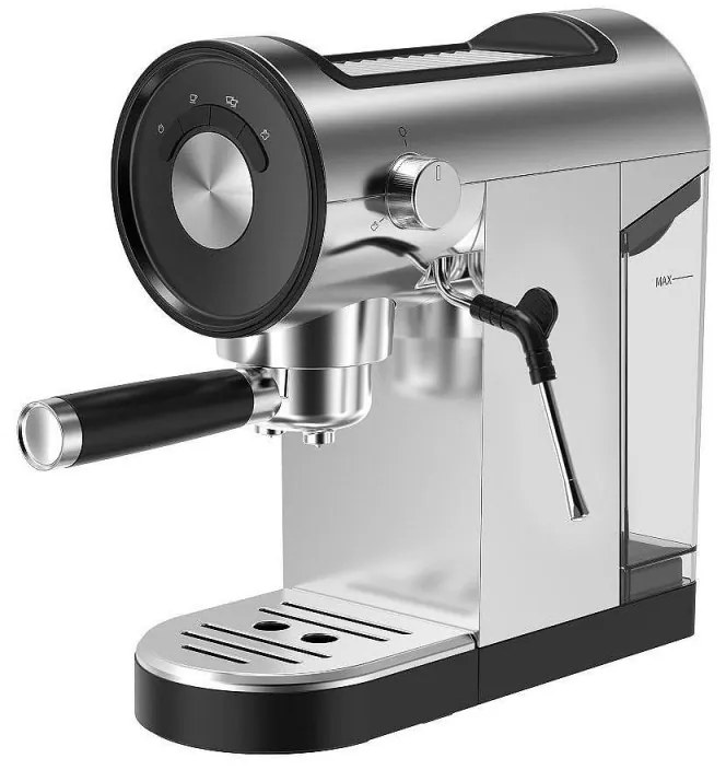 Espressor Finlux FEM-1877, 1150W, 20 bar, 0.9 L, Cafea macinata, Duza abur/spumare lapte, Inox/Negru