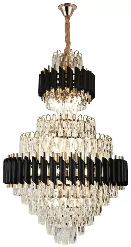 Candelabru Cristal Elit'S Leonidas, 15x E27 Auriu-Negru, 60x90 cm