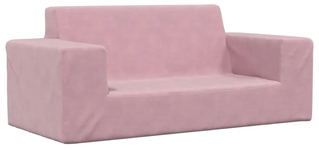 341820 vidaXL Canapea pentru copii cu 2 locuri, roz, pluș moale
