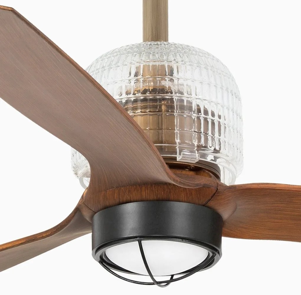 Lustra cu Ventilator si telecomanda DECO FAN M LED auriu/maro