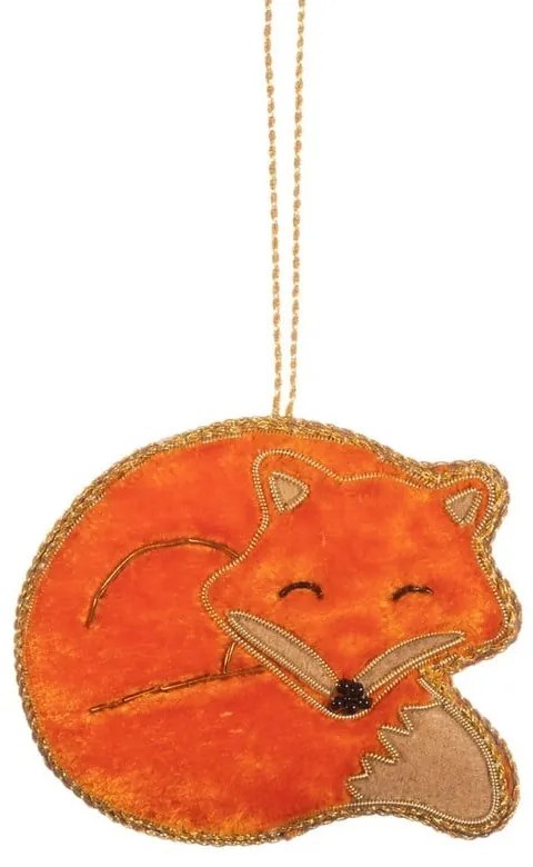Ornament de Crăciun lucrat manual din material textil 7 cm Sleeping Fox – Sass &amp; Belle