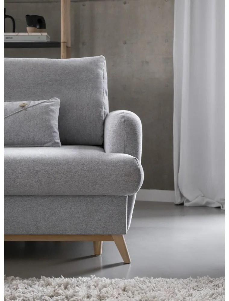 Colțar gri deschis extensibil/cu spațiu de depozitare (cu colț pe partea stângă/cu șezlong) Scandic Lagom – Miuform