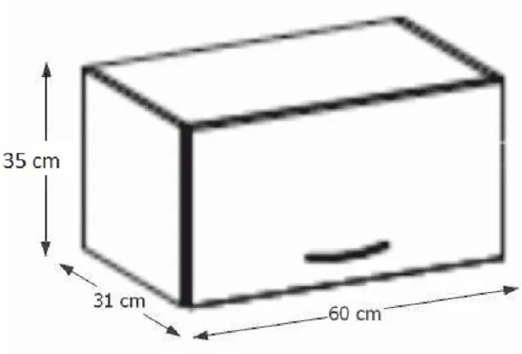 Dulap superior de bucătărie 60 OK-40/60 GU-36 Pleitton (crem lucios). 788640