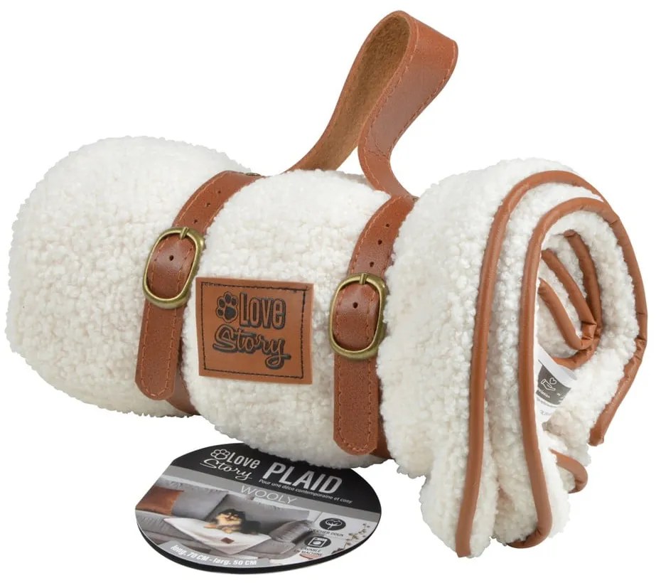 Pătură crem pentru câini 50x70 cm – Love Story