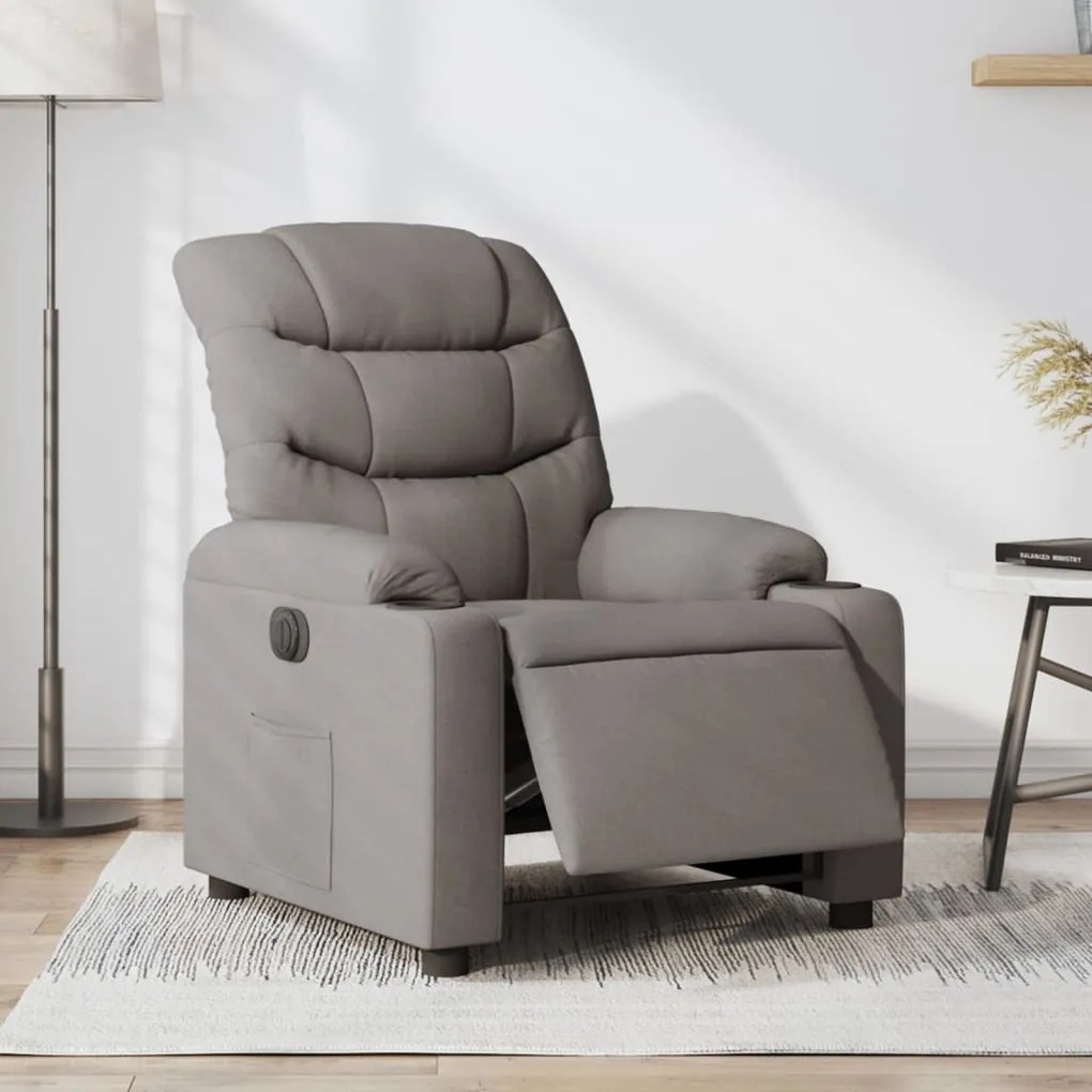 vidaXL Fotoliu rabatabil electric, gri taupe, material textil