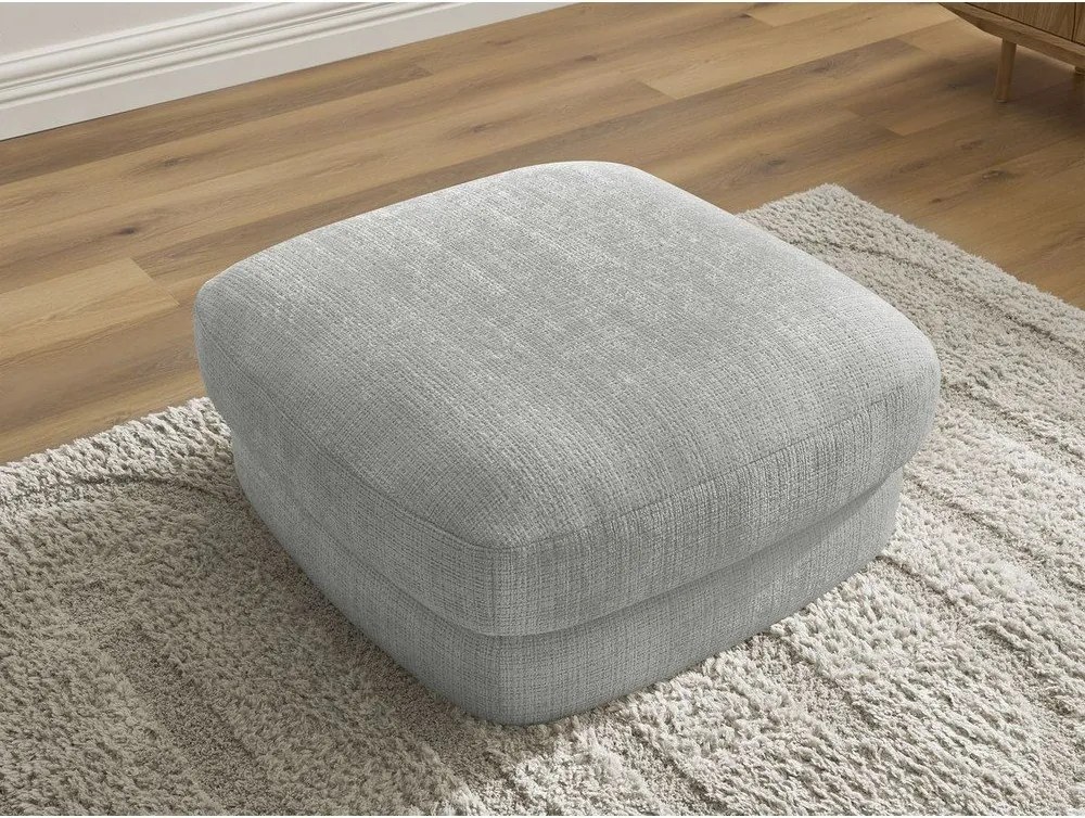 Taburet gri deschis cu tapițerie din chenille Leonore – Bobochic Paris