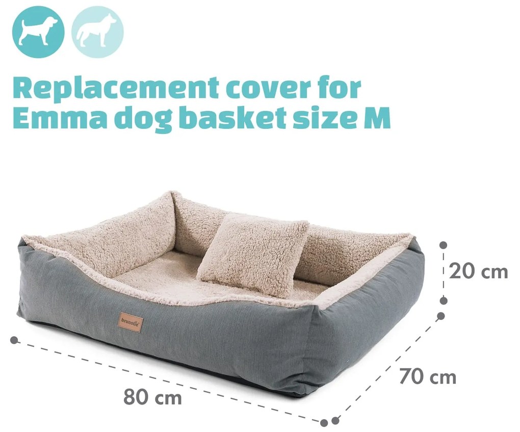 Emma, husă de rezervă, ​​culcuș pentru câine, lavabil, antiderapant, respirabil, dimensiunea M (80 × 20 × 70 cm)