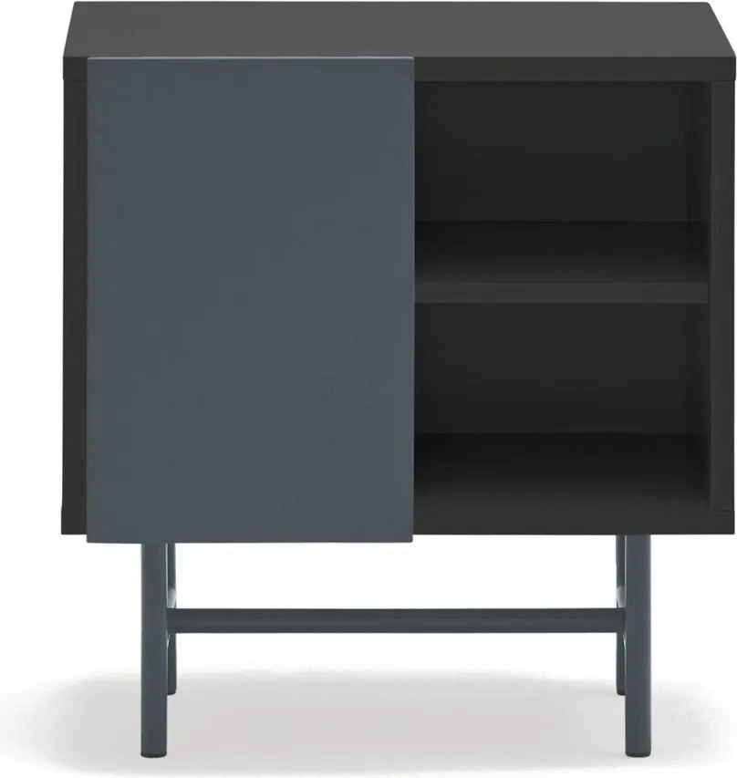 Noptieră neagră/gri antracit cu rafturi cu aspect mat Nube – Teulat