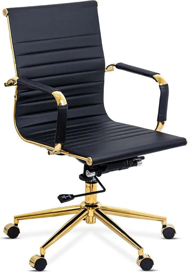 Scaun de birou cu cadru auriu OFF 802A negru