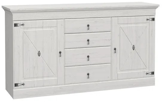 Bufet Cu 2 Usi Si 4 Sertare Encanto, Pin Alb, 171.3 Cm