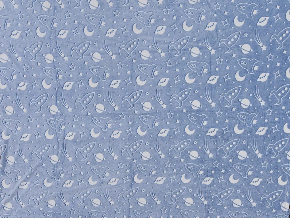 Pătură luminoasă de microflanel UNIVERSE 150x200 cm albastru-gri