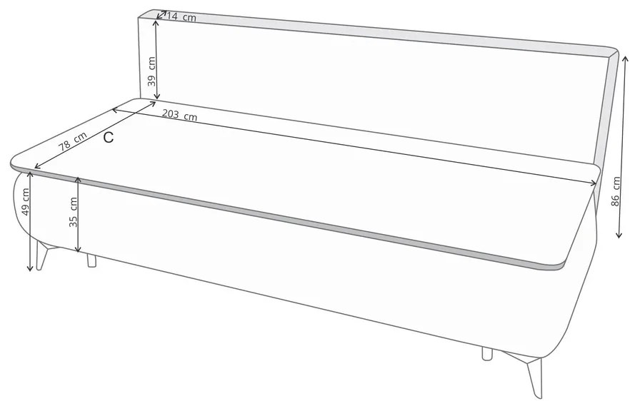 Canapea extensibila Sofie, cu lada pentru depozitare, 3 locuri, 203x92x86 cm, Bej